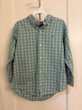 Vineyard Vines Boys Green Plaid Button-Down Shirt